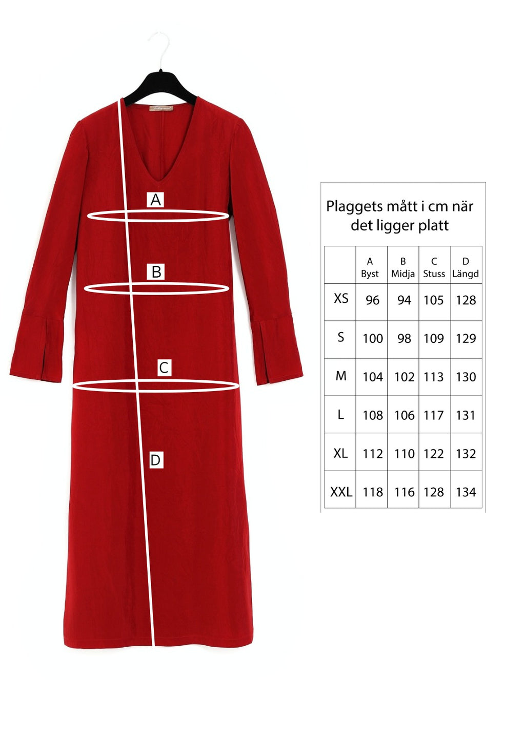 V-ringad midilång klänning med ärm - Ruby red