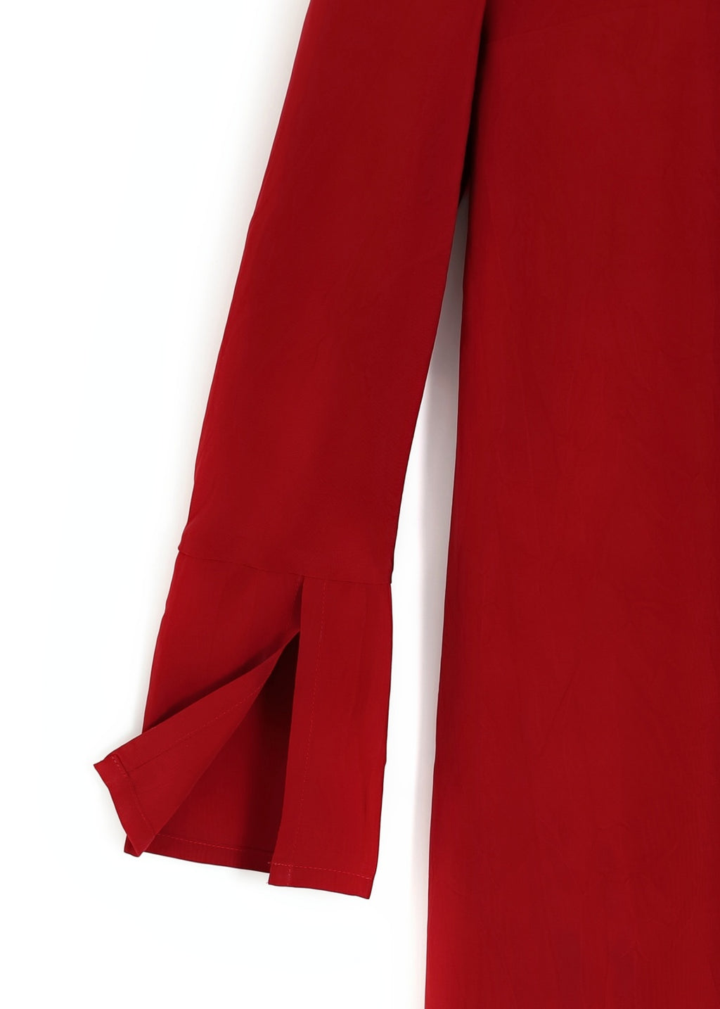 V-ringad midilång klänning med ärm - Ruby red