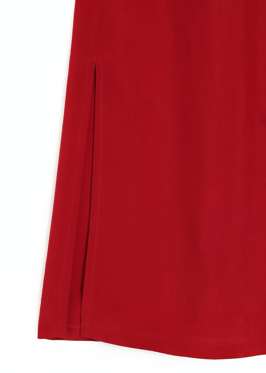 V-ringad midilång klänning med ärm - Ruby red