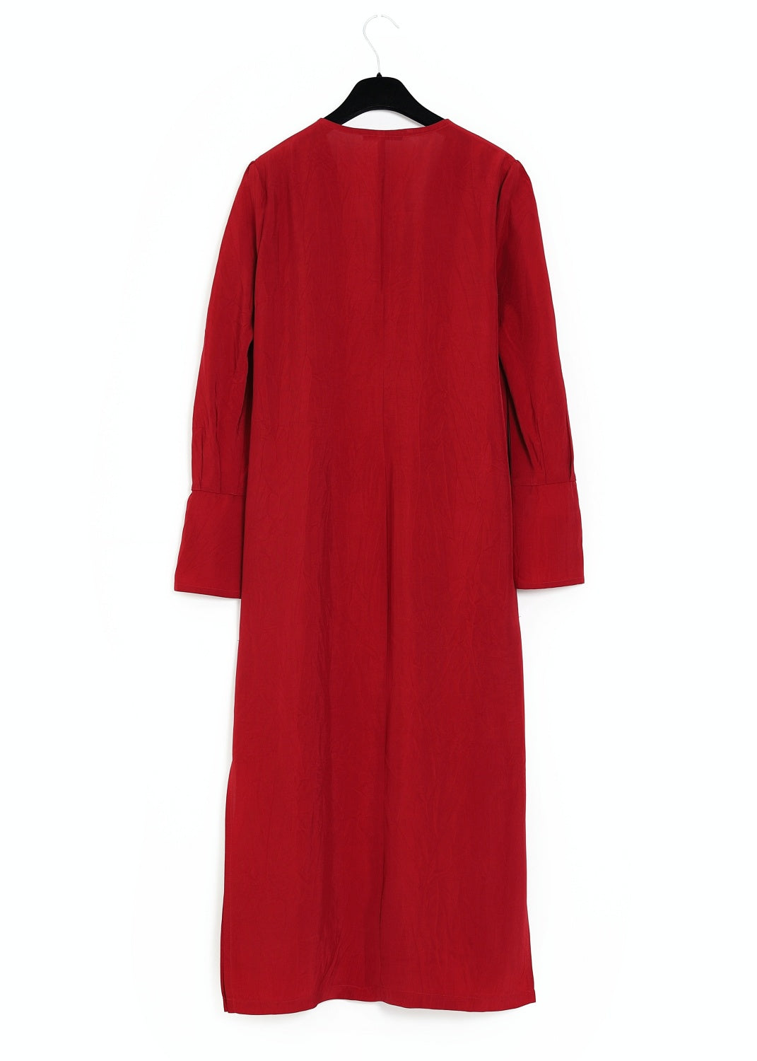 V-ringad midilång klänning med ärm - Ruby red