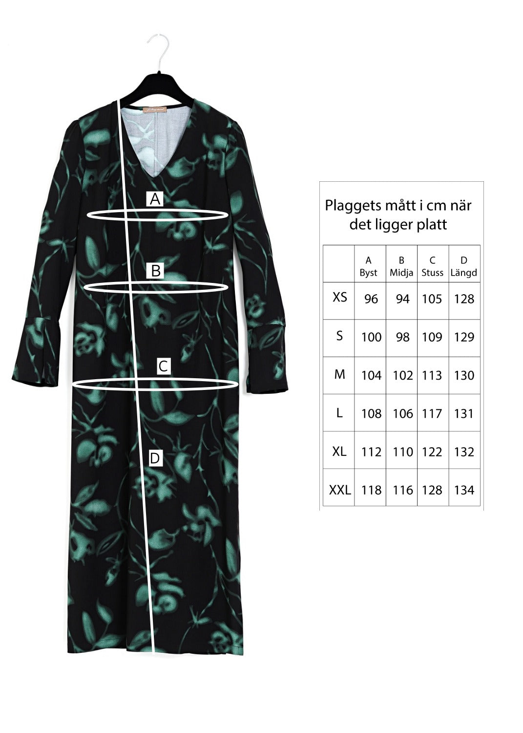 V-ringad midilång klänning med ärm - green/black