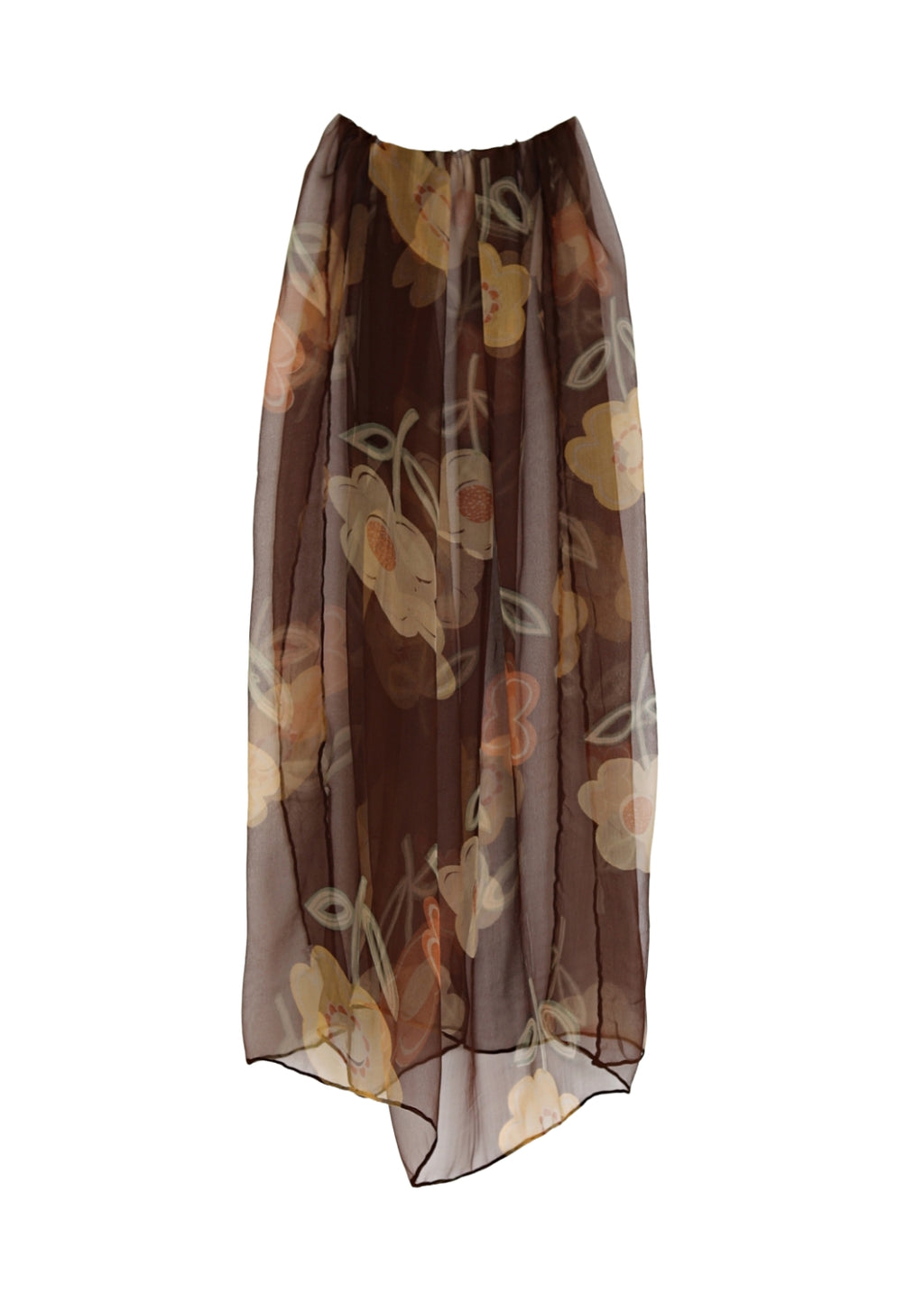 Stor sidenchiffon scarf i bruna toner