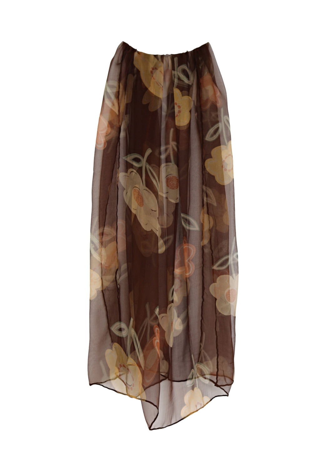 Stor sidenchiffon scarf i bruna toner