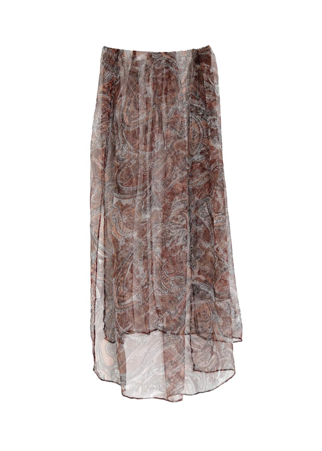 Stor sidenchiffon scarf i bruna toner