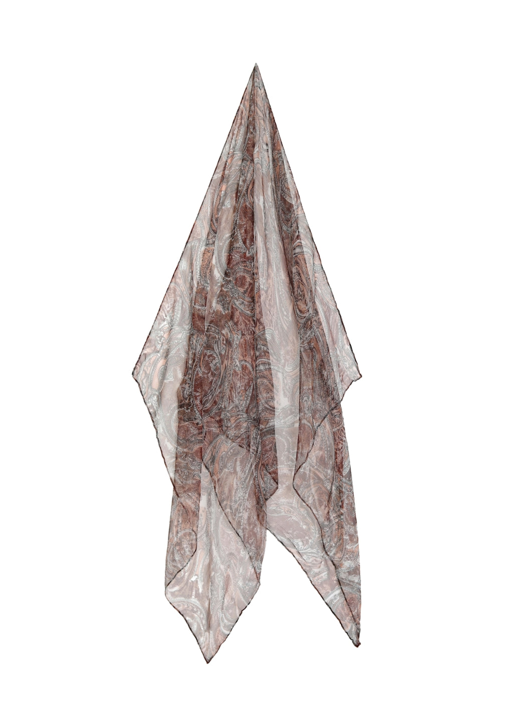 Stor sidenchiffon scarf i bruna toner