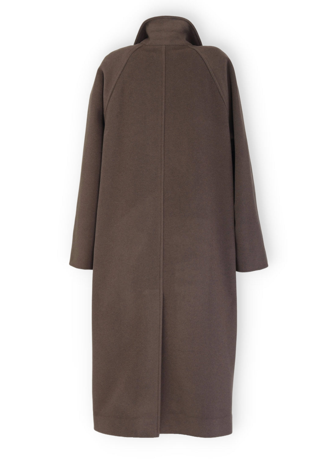 Lång dubbelknäppt Ull kappa - Brown