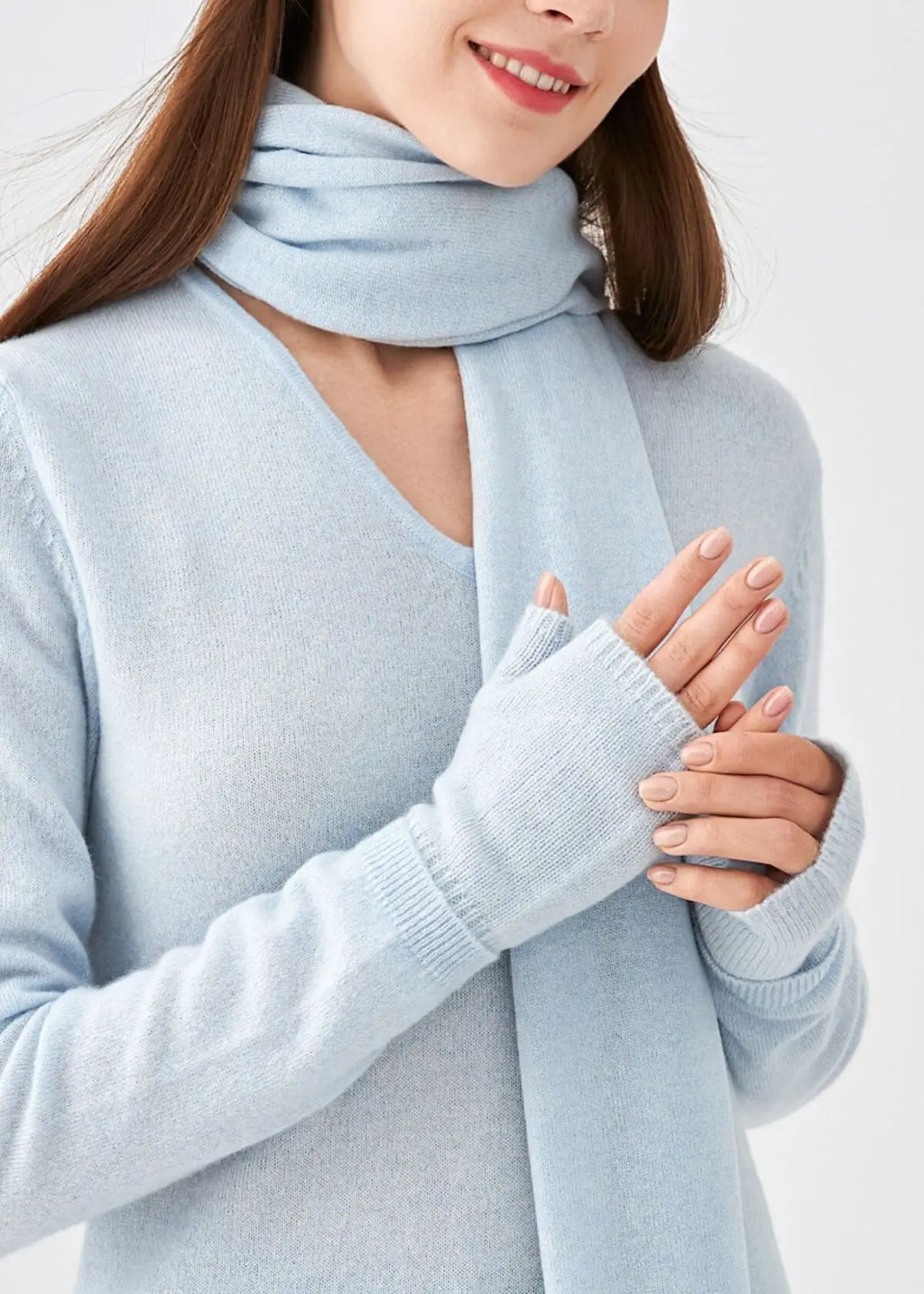 Torgvantar i kashmir - sky blue