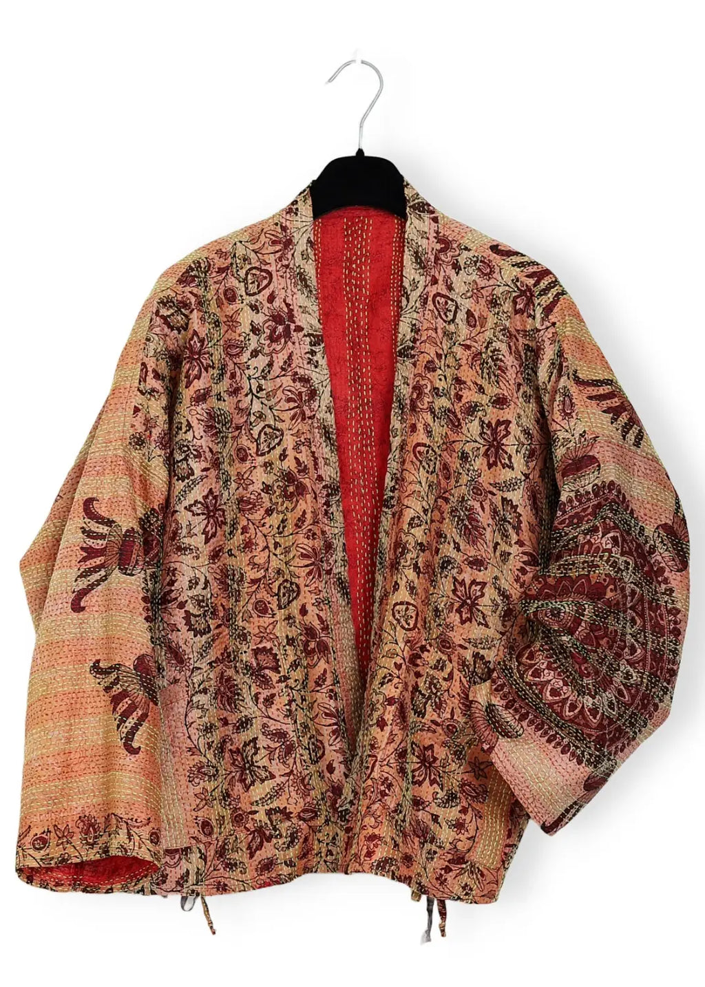 Vändbar handbroderad jacka i återvunnet siden Limited edition