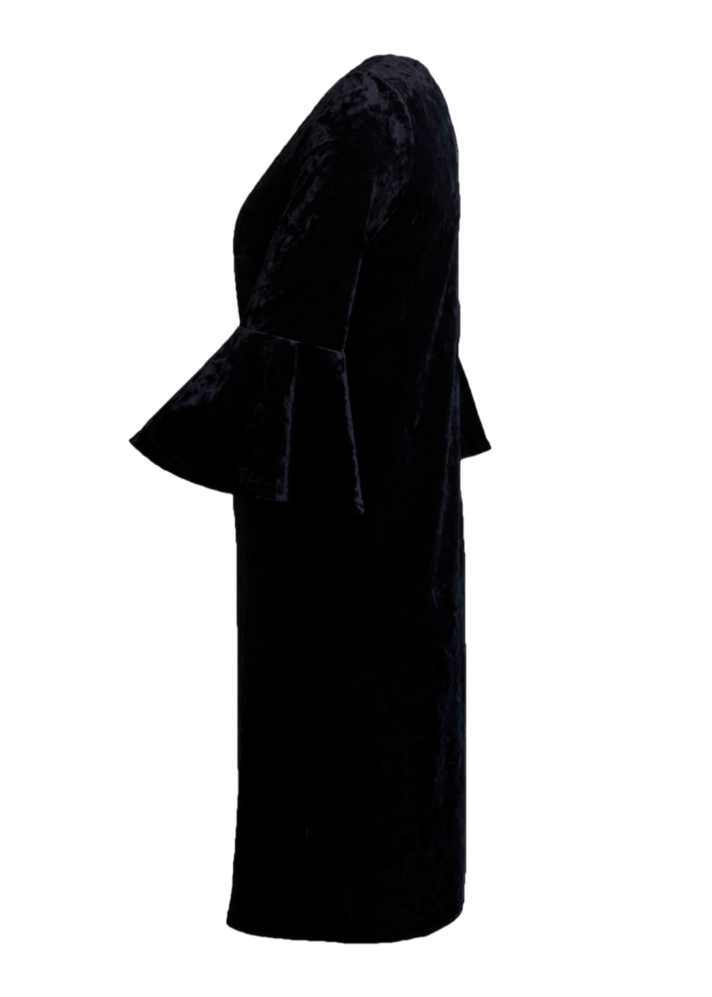 Sammetsklänning med ärm - Black