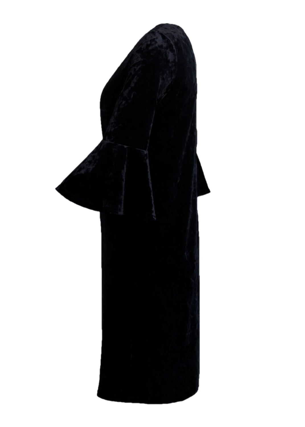 Sammetsklänning med ärm - Black