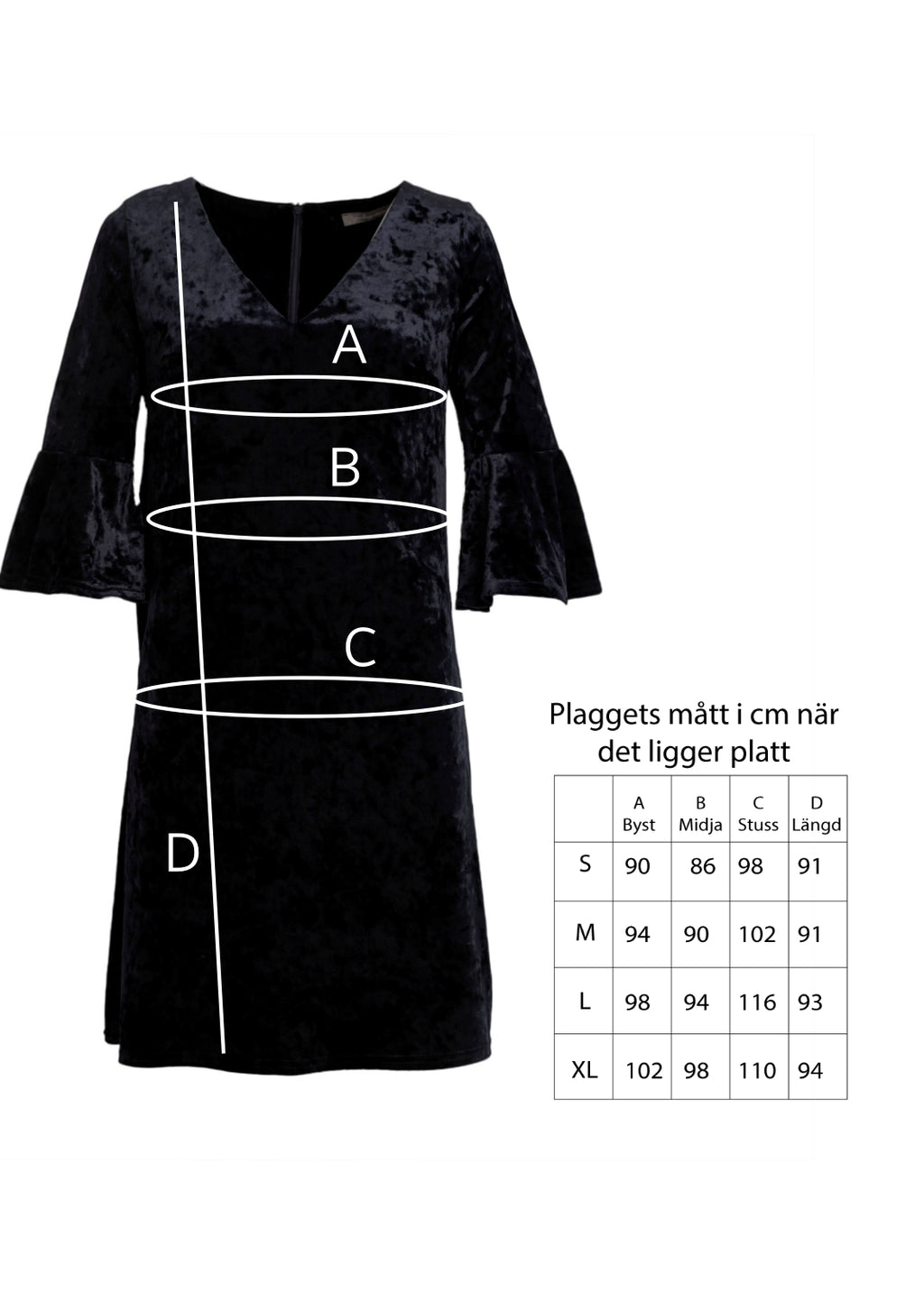 Sammetsklänning med ärm - Black