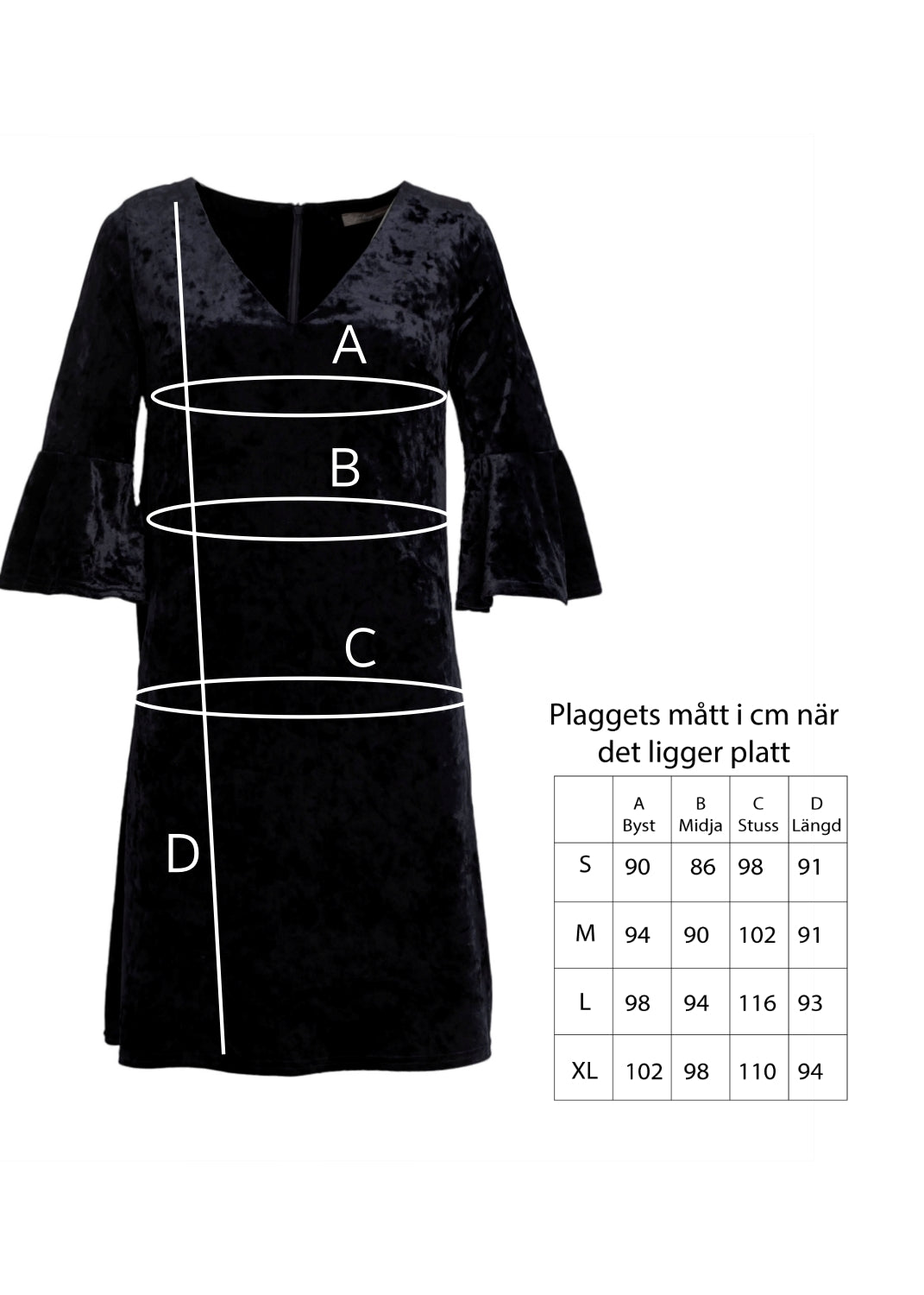 Sammetsklänning med ärm - Black