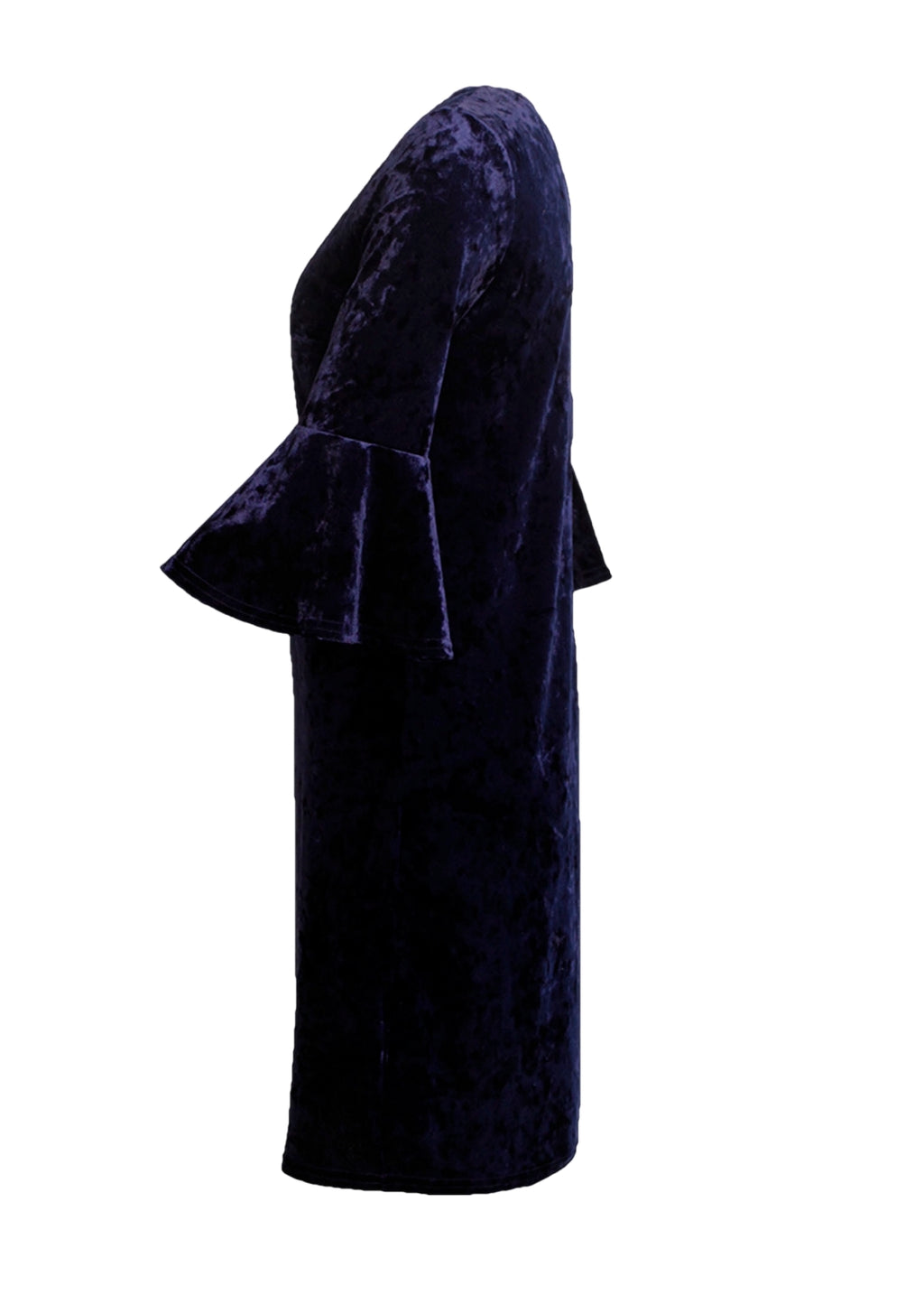 Sammetsklänning med ärm - Dark blue
