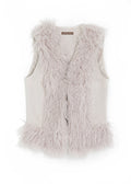 Väst med fuskpäls - beige