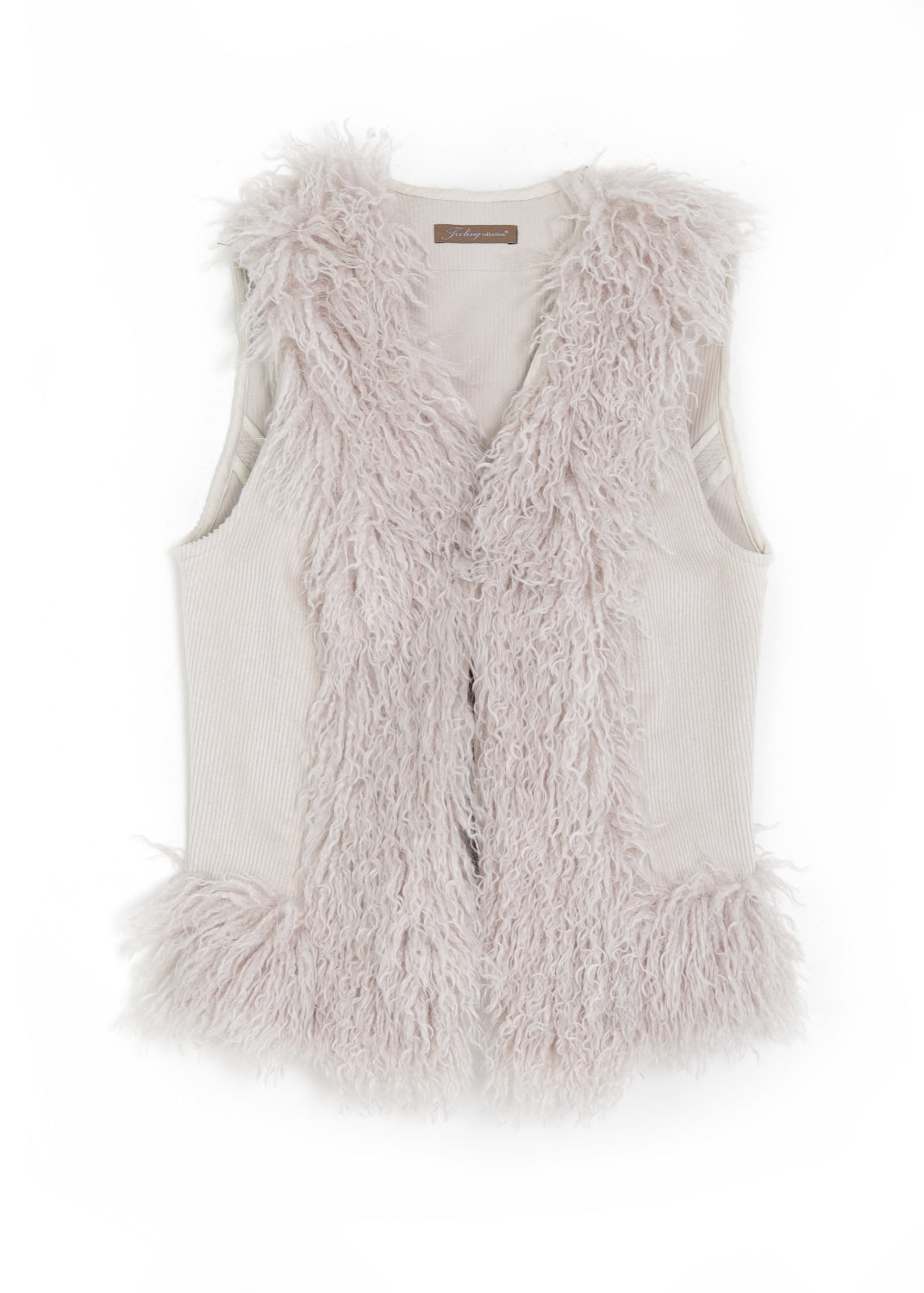 Väst med fuskpäls - beige