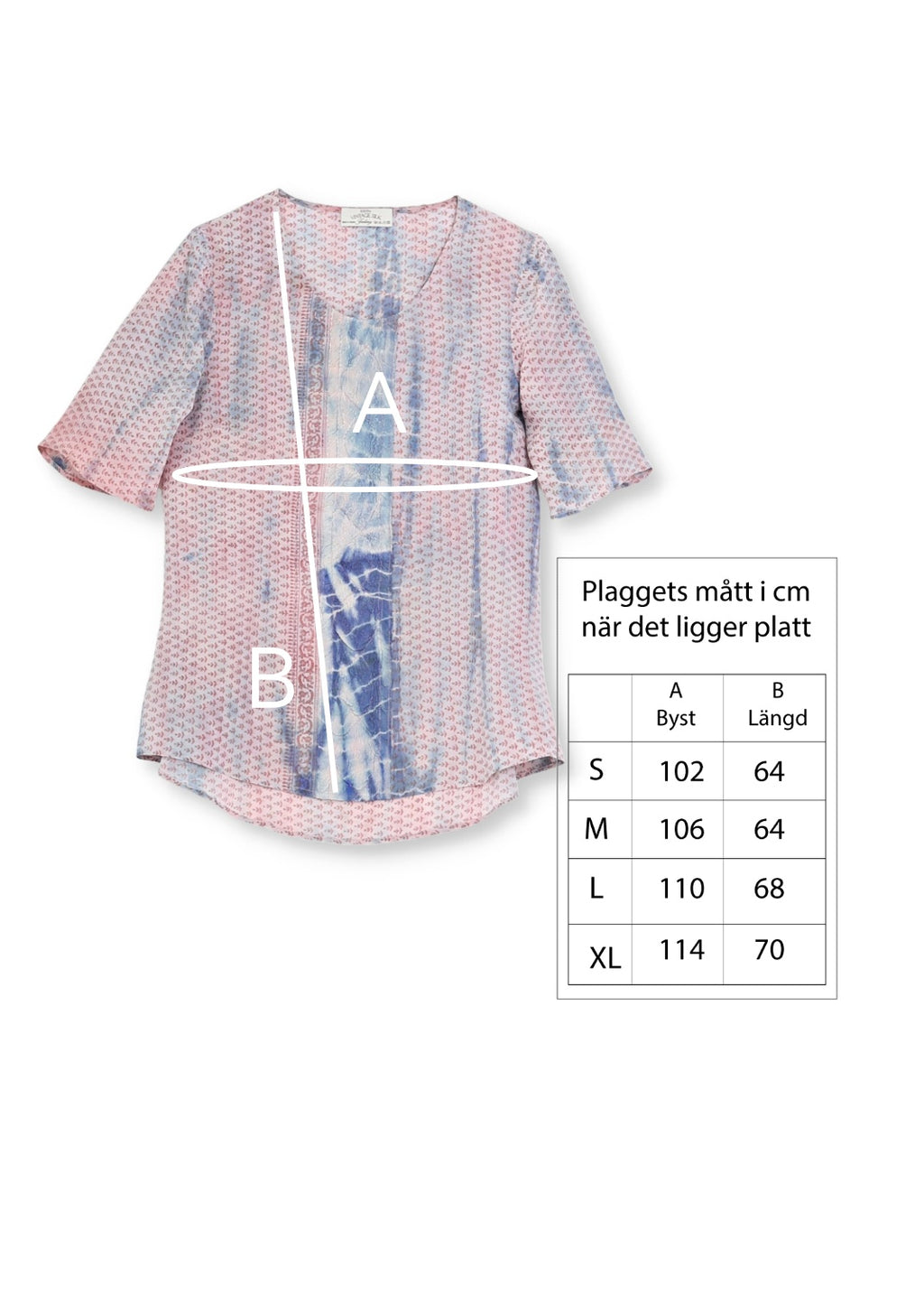 Vintage Siden T-shirt med rund hals och kort ärm