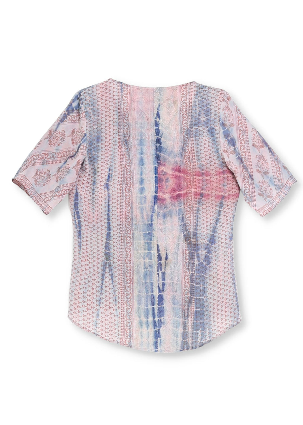 Vintage Siden T-shirt med rund hals och kort ärm