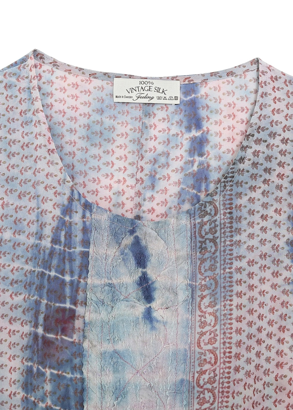 Vintage Siden T-shirt med rund hals och kort ärm