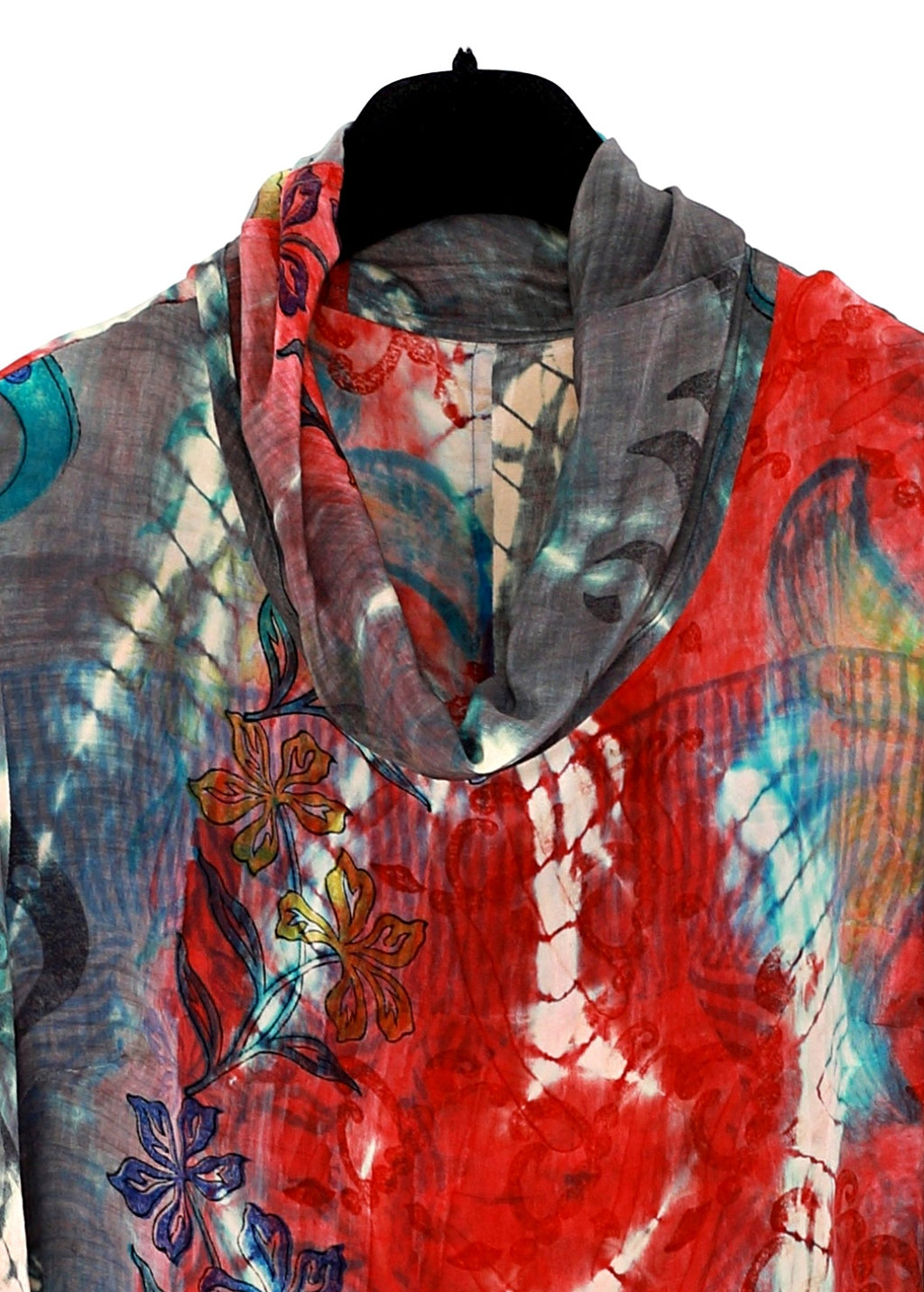 Vintage sidenblus med polokrage - Peakock