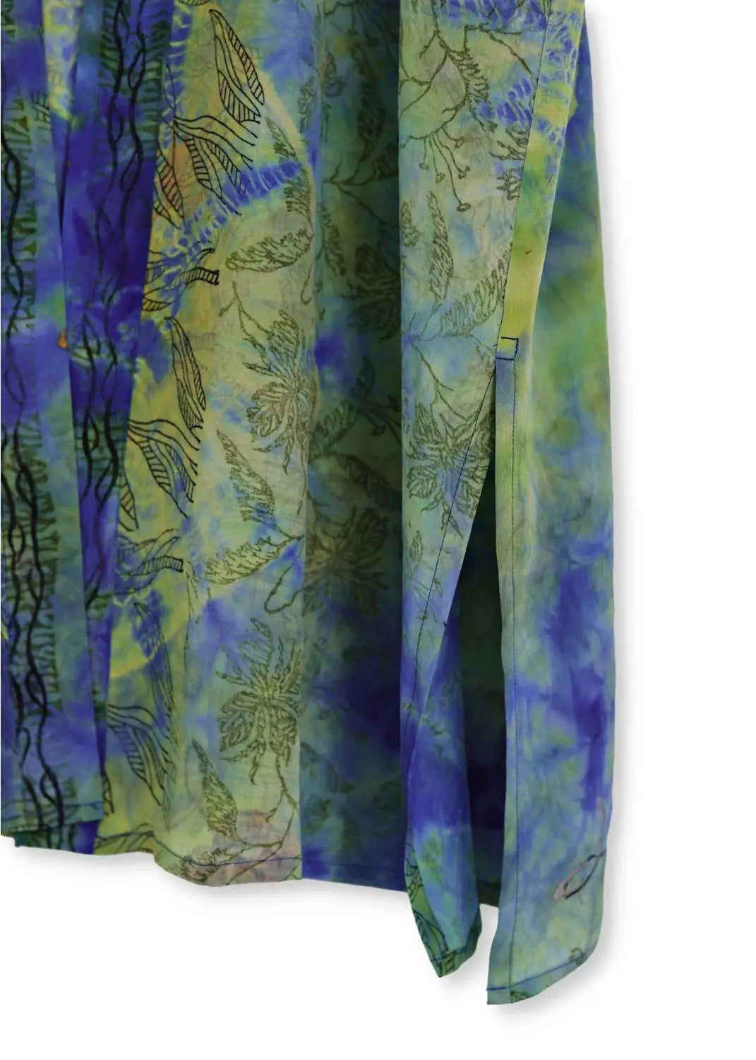 Kimono i handtryckt unikt vintage siden - ocean green 34