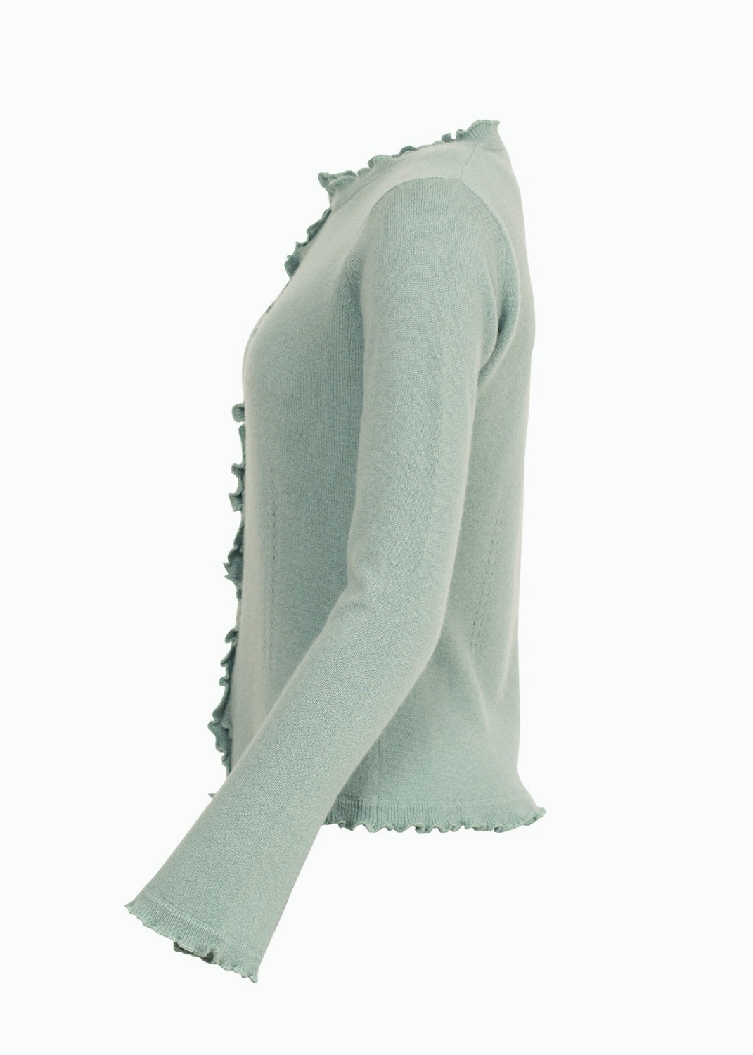 Kashmir cardigan med utsökt finish - Celadon green