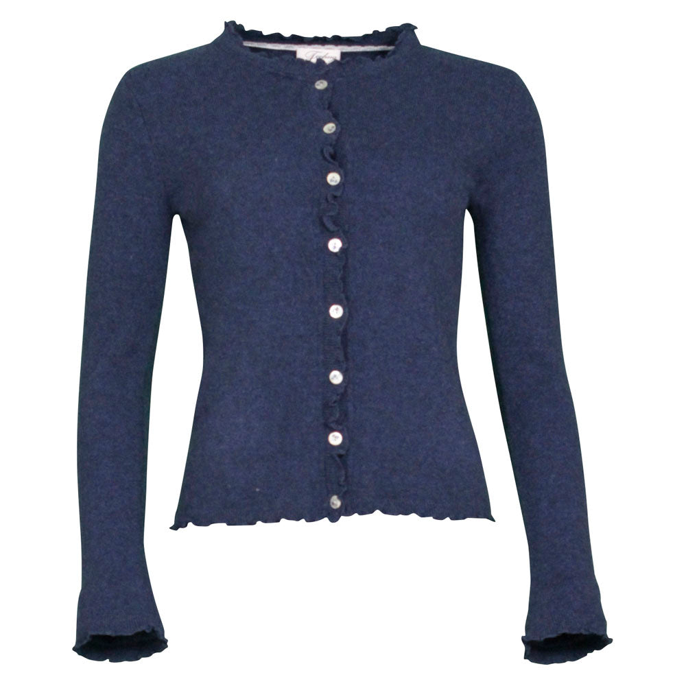 Kashmir cardigan med utsökt finish - Dark navy