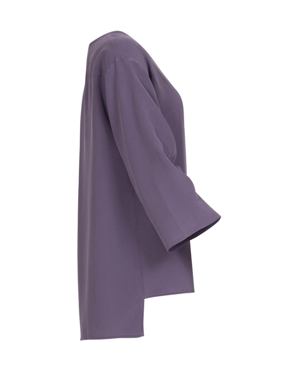 Siden crêpe de chine blus med rund hals - Lavender