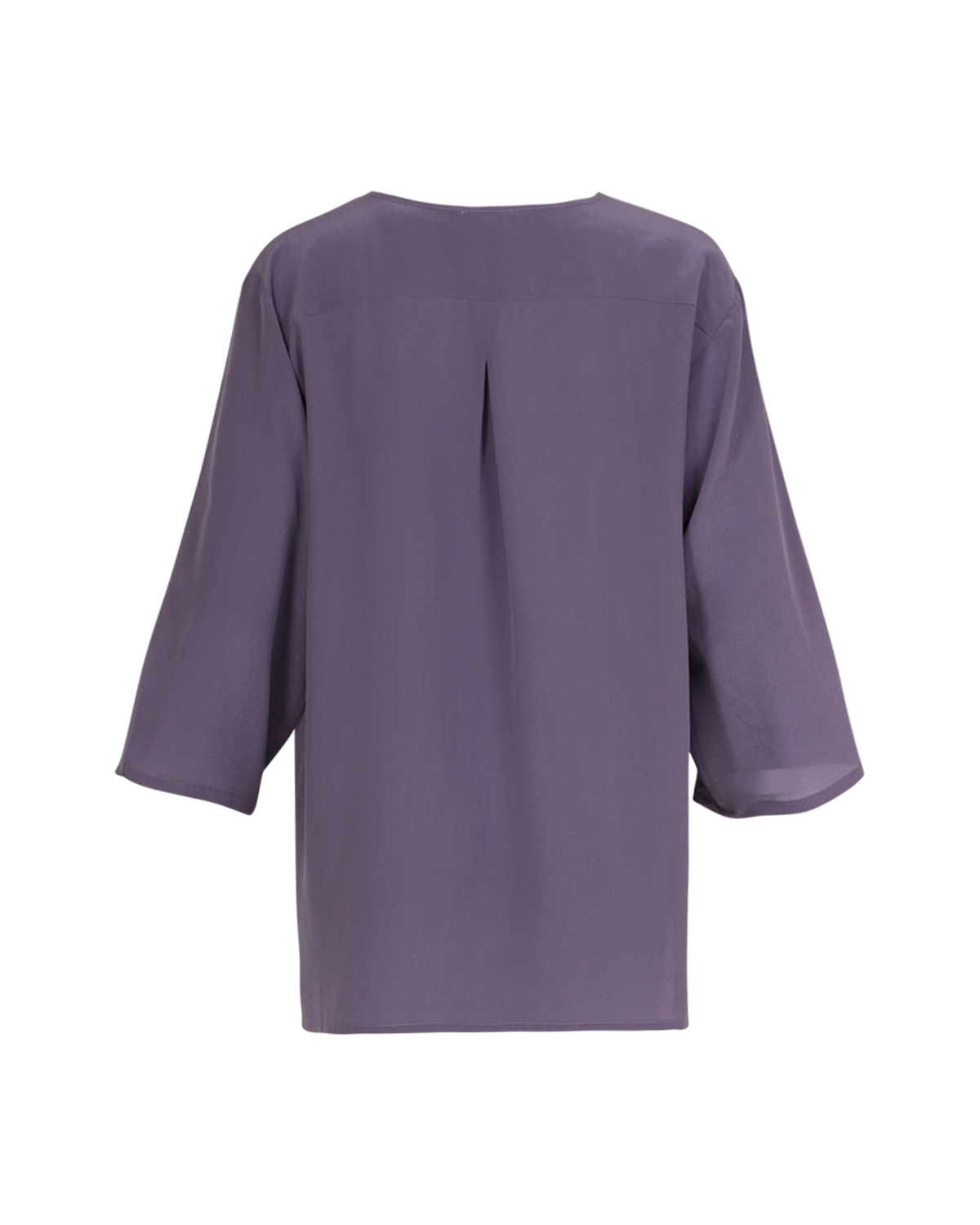 Siden crêpe de chine blus med rund hals - Lavender