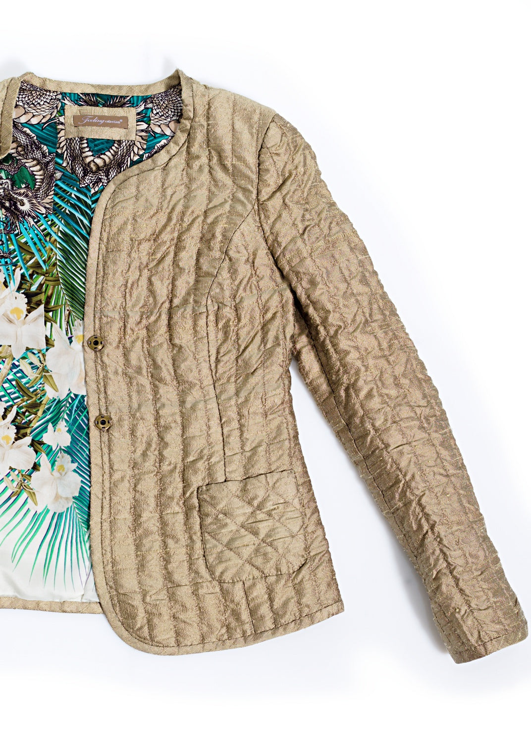 Lux handmade quilted jacket from our vintage Dupioni silk collection