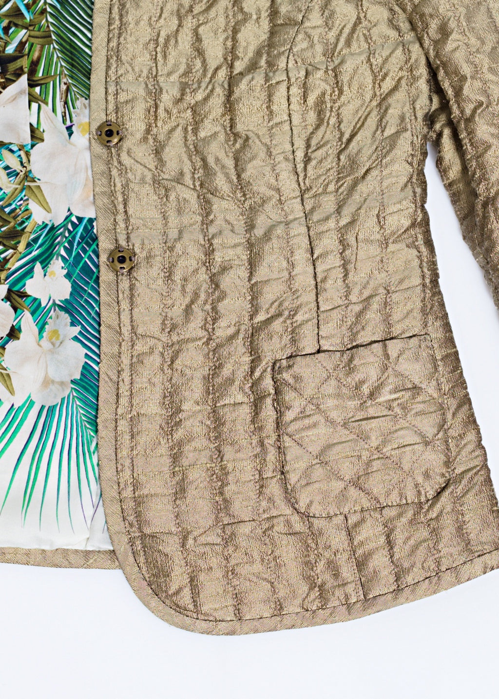 Lux handmade quilted jacket from our vintage Dupioni silk collection