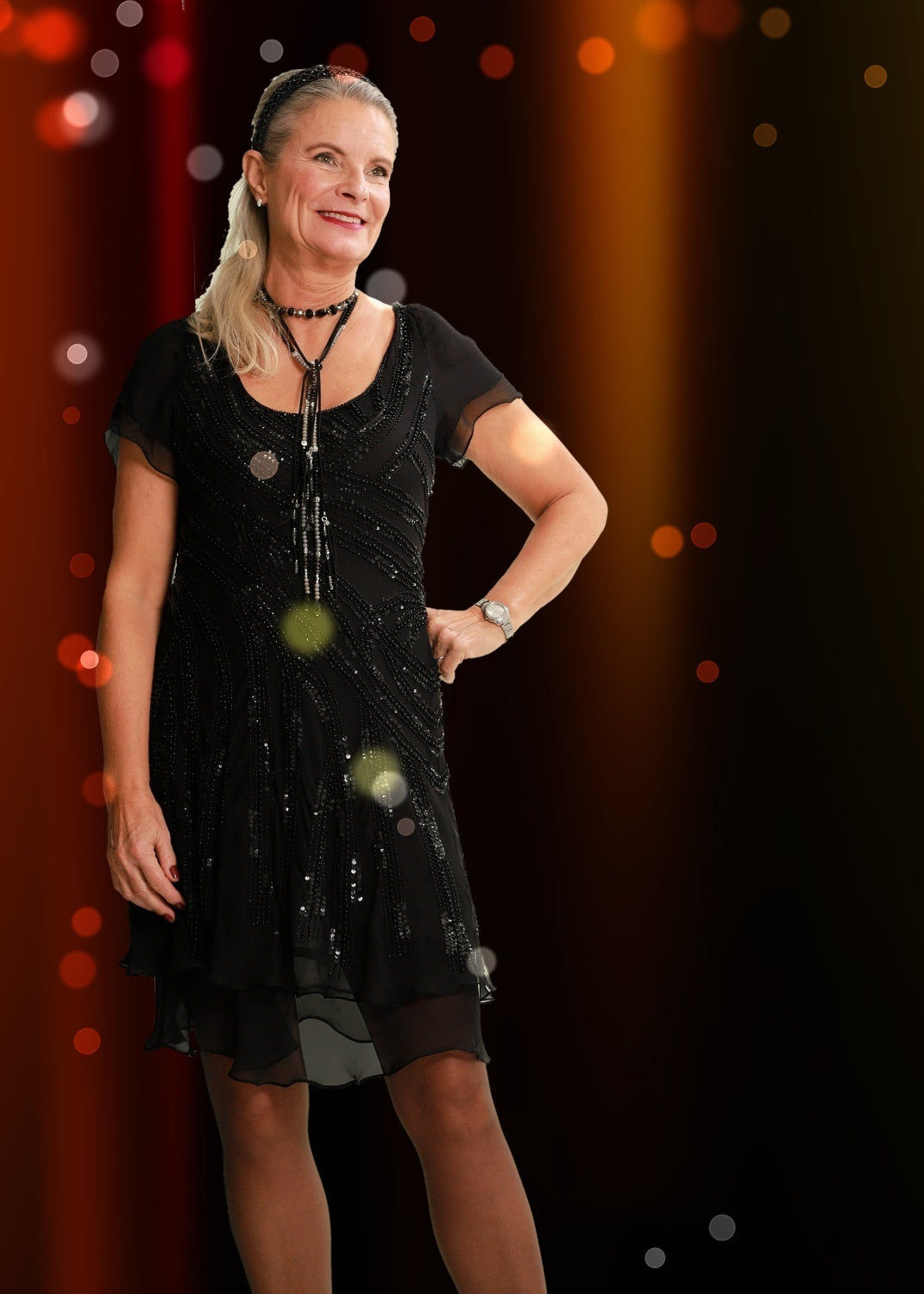 Pärlborderad kort Klänning / Tunika - black