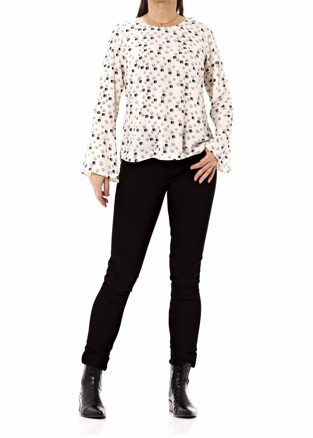 Långärmad blus med extra knyt