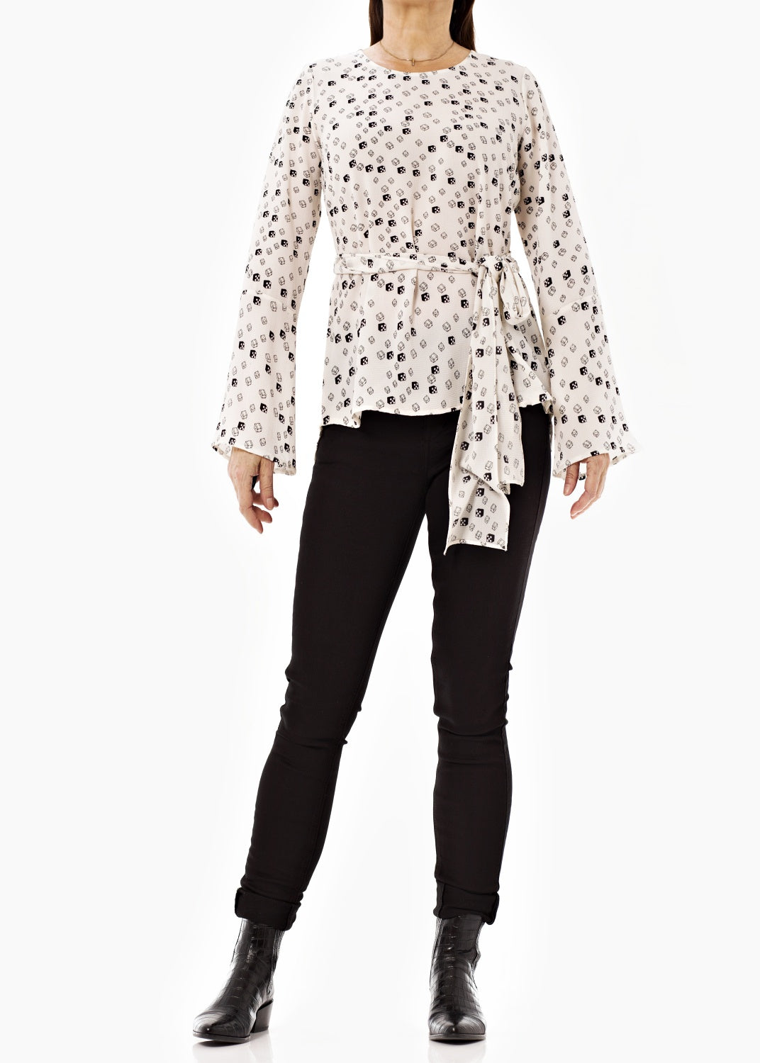 Långärmad blus med extra knyt