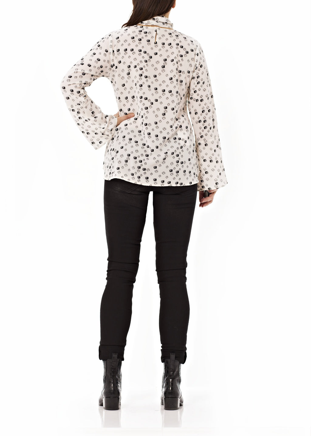 Långärmad blus med extra knyt