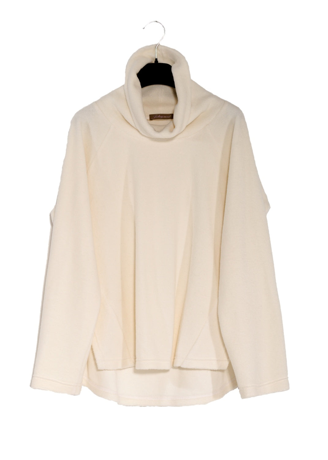 Tröja i baby fleece med polokrage  - Cream