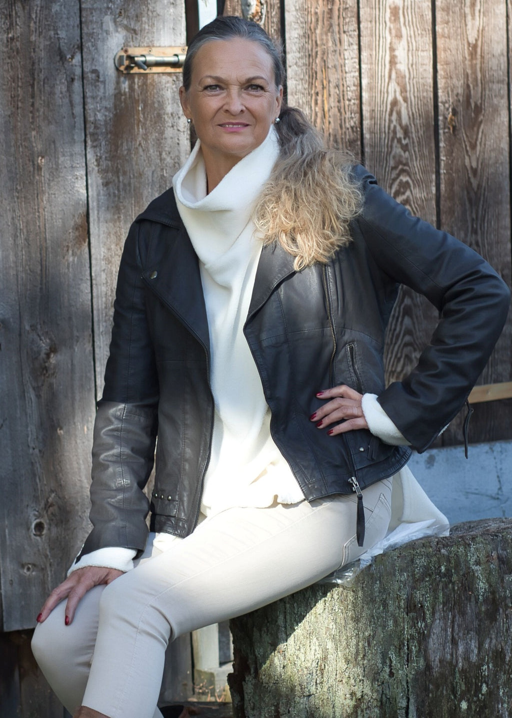 Lyxig biker jacka i premium lammnappa